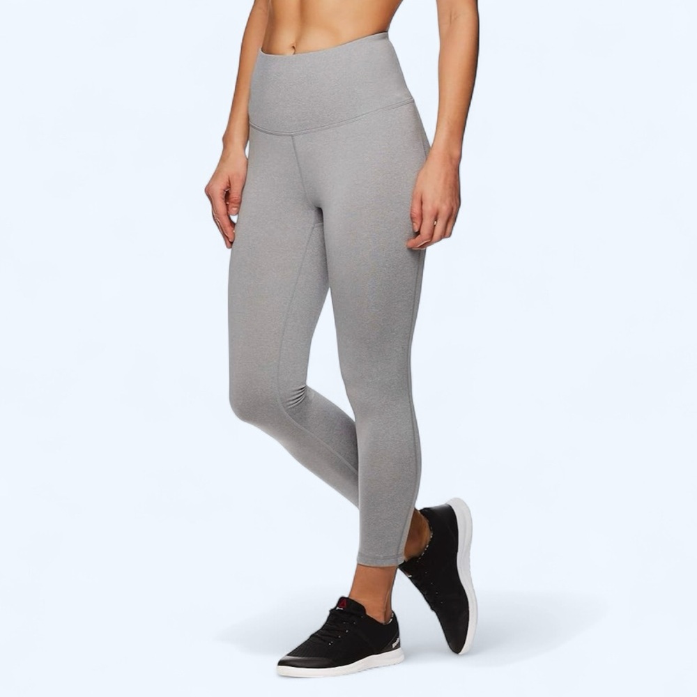 NWT Reebok High Rise Grey Heather Capri Leggings Yoga Training Workout Pants 7/8